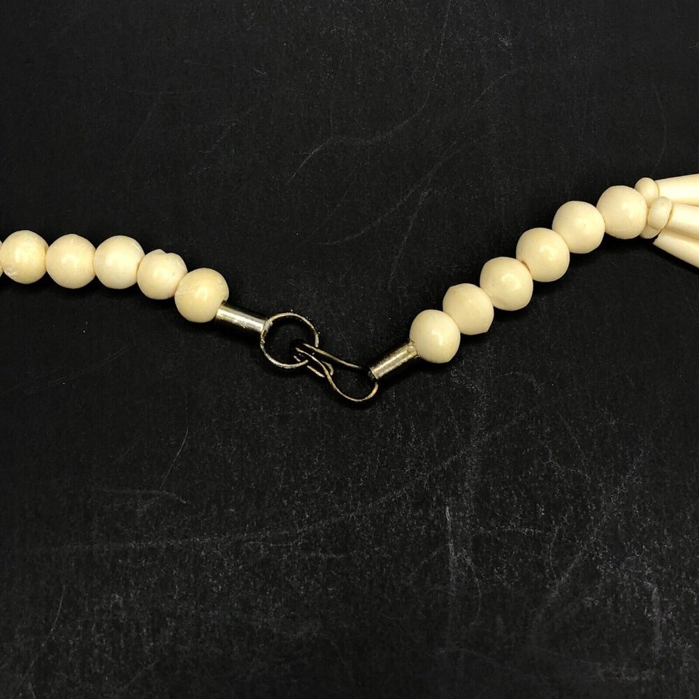 Tribal Boho Gypsy Fetish Carved Ivory Bead Elephant Necklace 3 Strands Engraved - Picture 8 of 11